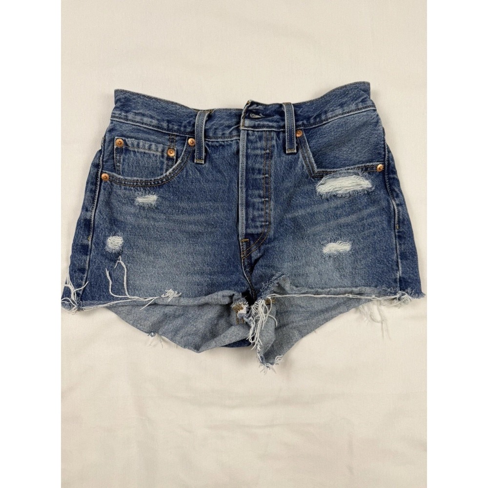 Levi's 501 High-Rise Distressed Cutoff Denim Shorts Medium Wash W27
